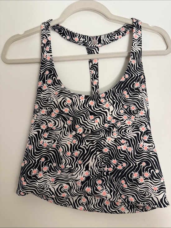 FP Movement by Free People Tops - FP Movement by Free People Black, White & Coral Floral Wave Tank